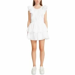Deals 😉 BB Dakota By Steve Madden 👩 Women's Sweet And Chic 👗 Dress Ruffled 👗 Dress White 🔔