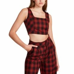 Best deal โ๏ธ Steve Madden Plaid Orchard Corset Crop Top Medium Red ๐