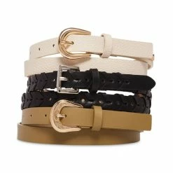 Top 10 🤩 Steve Madden 👩 Women's 3 Piece Solid And Textured Faux Leather Belt Set Olive Multi 👏
