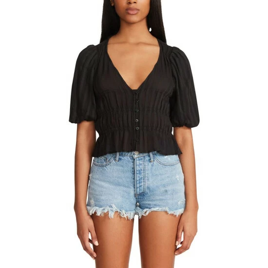 Top 10 👏 BB Dakota By Steve Madden 👩 Women's 🌞 Summer Ting Cotton Top Black 🤩