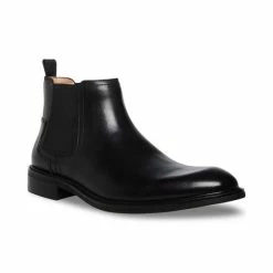 Promo 👍 Steve Madden Men's Heritage Leather Chelsea Boot Black 👏