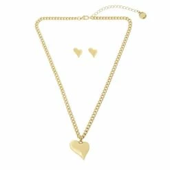 Best deal 🤩 Steve Madden Sculpted Heart Jewelry Set, 3 Pieces Gold 👍