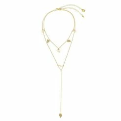 Hot Sale ๐ฅ Steve Madden Heart Y Necklace Set, 2 Pieces Crystal, Gold ๐