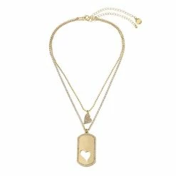 Top 10 ๐ฅฐ Steve Madden Heart Tag Necklace Set, 2 Pieces Crystal, Gold ๐