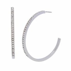 Best reviews of ๐ Steve Madden Pave Hoop Earrings Crystal, Rhodium โจ