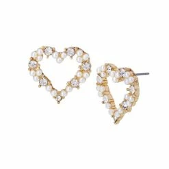 Best Pirce ๐ฏ Steve Madden Imitation Pearl Heart Button Earrings โค๏ธ