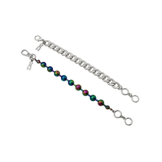 New 🔔 Steve Madden Ball Chain And Curb Chain Bracelet Set Oil Slick 😉