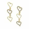 Cheapest 🎁 Steve Madden Heart Linear Earrings Crystal, Gold ✔️