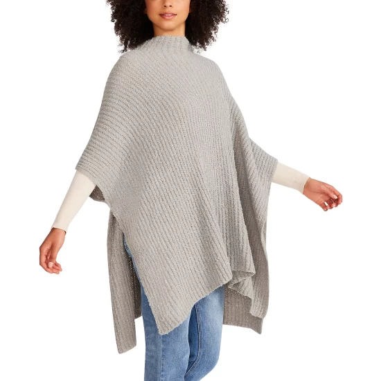Coupon ๐ Steve Madden ๐ฉ Women's Plush Solid Funnel Collar Poncho Grey ๐งจ - Image 6