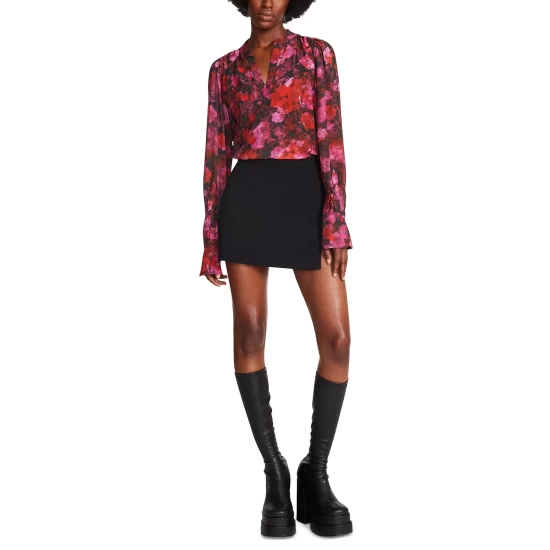 Hot Sale 🎉 Steve Madden 👩 Women's Hudson Chiffon Split-Neck Top Multi 🥰 - Image 5