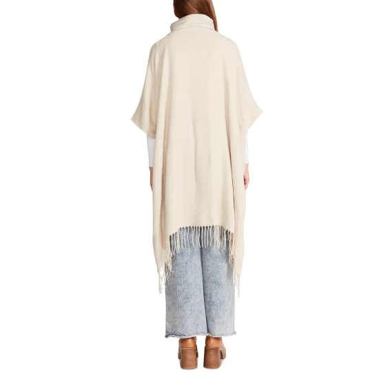 Outlet ❤️ Steve Madden 👩 Women's Solid Woven Blanket Scarf With Eyelash Fringe Black 💯 - Image 3