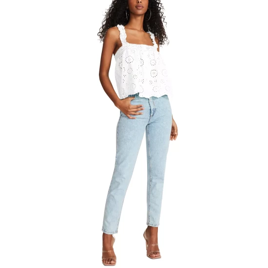 Cheap ⌛ BB Dakota By Steve Madden 👩 Women's 🌞 Summer Sunrise Eyelet Top White ⭐ - Image 5