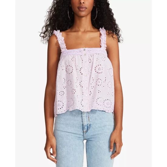 Cheap ⌛ BB Dakota By Steve Madden 👩 Women's 🌞 Summer Sunrise Eyelet Top White ⭐ - Image 6
