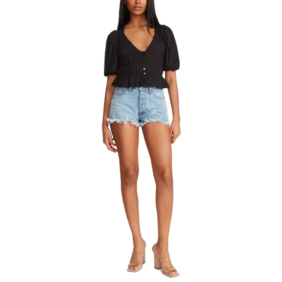 Top 10 👏 BB Dakota By Steve Madden 👩 Women's 🌞 Summer Ting Cotton Top Black 🤩 - Image 5