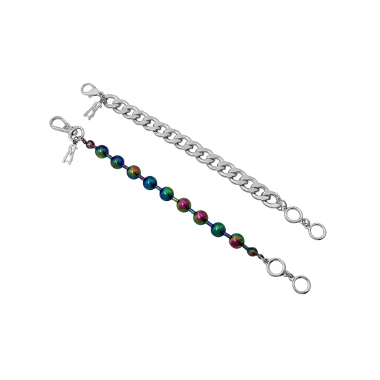 New 🔔 Steve Madden Ball Chain And Curb Chain Bracelet Set Oil Slick 😉 - Image 2