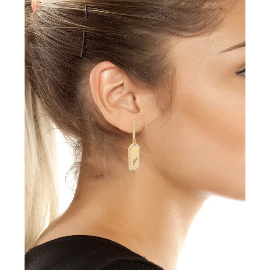 Deals ⭐ Steve Madden Heart Tag Drop Earrings Crystal, Gold 😉 - Image 3