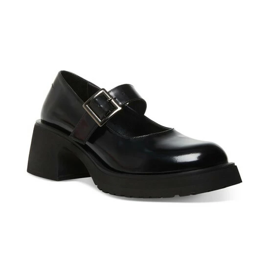Cheap 🔥 Steve Madden 👩 Women's Tulip Platform Mary Jane Flats Black Box Patent ✨