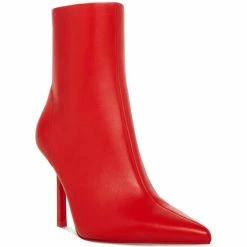 Coupon 👍 Steve Madden 👩 Women's Elysia Stiletto Booties Red Leather ⭐