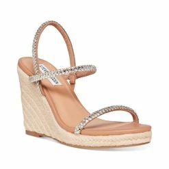 Buy ❤️ Steve Madden 👩 Women's Udell Embellished Espadrille Wedge 🩴 Sandals Rhinestone 😀