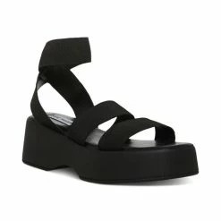 Coupon 💯 Steve Madden 👩 Women's Sashes Strappy Platform 🩴 Sandals Black 🎁