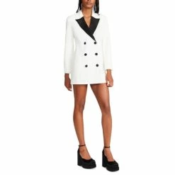 Top 10 🥰 Steve Madden Lana Contrast Collar Tuxedo 👗 Dress White 💯
