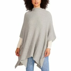 Coupon ๐ Steve Madden ๐ฉ Women's Plush Solid Funnel Collar Poncho Grey ๐งจ