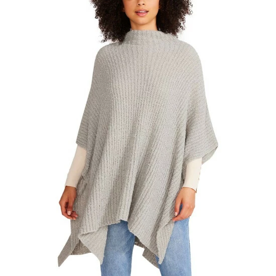 Coupon ๐ Steve Madden ๐ฉ Women's Plush Solid Funnel Collar Poncho Grey ๐งจ
