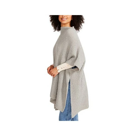 Coupon ๐ Steve Madden ๐ฉ Women's Plush Solid Funnel Collar Poncho Grey ๐งจ - Image 2