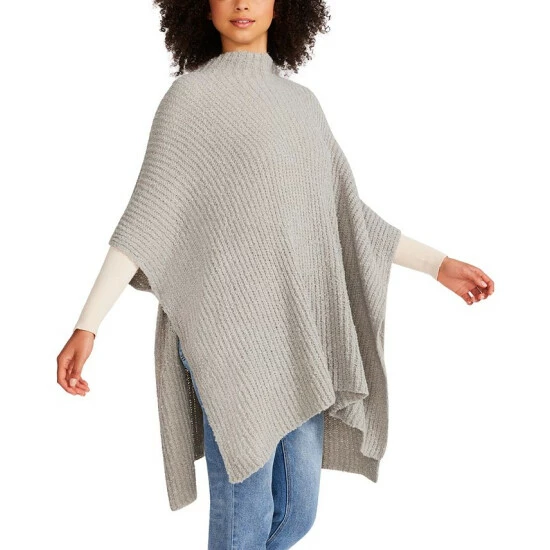 Coupon ๐ Steve Madden ๐ฉ Women's Plush Solid Funnel Collar Poncho Grey ๐งจ - Image 4