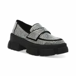 Buy ❤️ Steve Madden 👩 Women's Trifecta Rhinestone Lug-Sole Tailored Loafers 🔔