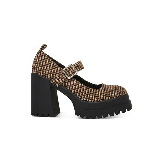 Top 10 🎁 Steve Madden 👩 Women's Orsen Lug-Sole Mary Jane Pumps Brown Plaid 🔔 - Image 2