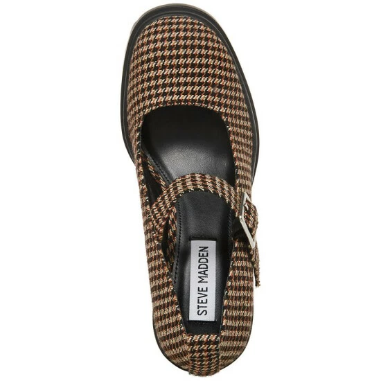 Top 10 🎁 Steve Madden 👩 Women's Orsen Lug-Sole Mary Jane Pumps Brown Plaid 🔔 - Image 4