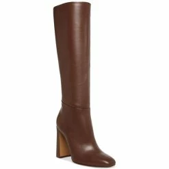 Wholesale 😍 Steve Madden 👩 Women's Ally Block-Heel Tall 🥾 Boots Brown Leather ⌛