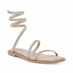 Buy ✨ Steve Madden 👩 Women's Azaria Rhinestone Coiled Flat 🩴 Sandals Blush Rhinestone 🛒