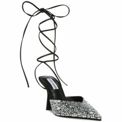 Cheapest 👍 Steve Madden 👩 Women's Ravish Rhinestone Ankle-Tie Pumps Black Gemstone ⌛
