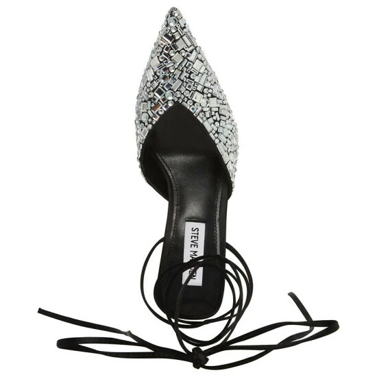 Cheapest 👍 Steve Madden 👩 Women's Ravish Rhinestone Ankle-Tie Pumps Black Gemstone ⌛ - Image 4