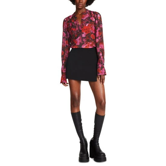 Hot Sale 🎉 Steve Madden 👩 Women's Hudson Chiffon Split-Neck Top Multi 🥰 - Image 4