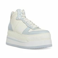 Discount 😉 Steve Madden 👩 Women's Brodie Platform High-Top 👟 Sneakers Blue Multi 🥰