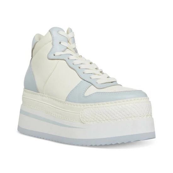 Discount 😉 Steve Madden 👩 Women's Brodie Platform High-Top 👟 Sneakers Blue Multi 🥰