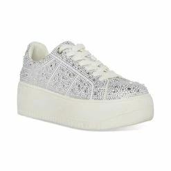 Wholesale 🛒 Steve Madden 👩 Women's Rockaway Rhinestone Lace-Up Platform 👟 Sneakers Crystal Rhinestone 😍