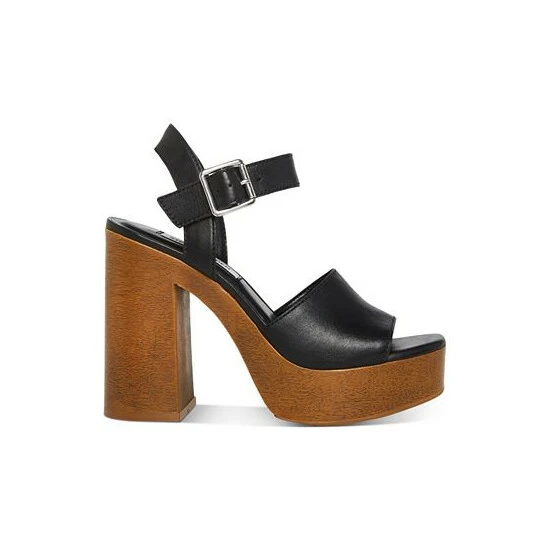 Brand new ⭐ Steve Madden 👩 Women's Kye Two-Piece Wooden Platform 🩴 Sandals Black 👍 - Image 2