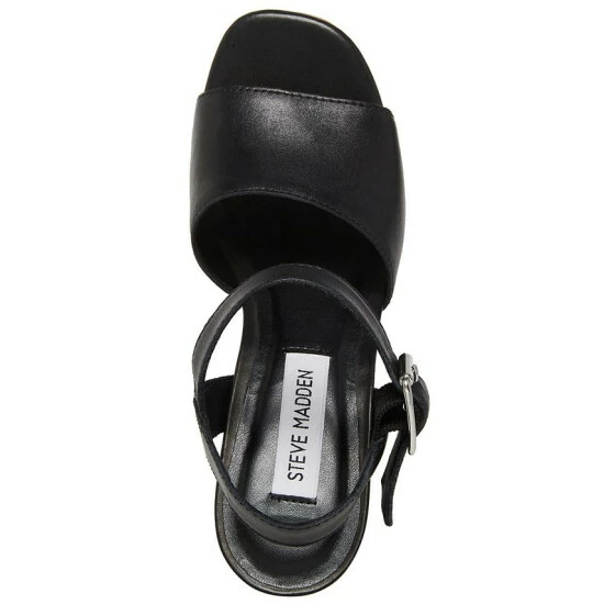Brand new ⭐ Steve Madden 👩 Women's Kye Two-Piece Wooden Platform 🩴 Sandals Black 👍 - Image 4