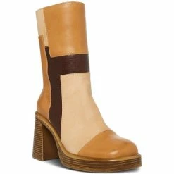 Flash Sale ✨ Steve Madden 👩 Women's Fantsie Platform Booties Tan Patchwork 🔔
