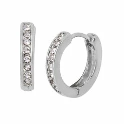 Cheapest โจ Steve Madden Pave Sleek Huggies Earrings Crystal, Rhodium ๐ฏ