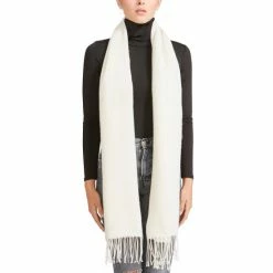 New ❤️ Steve Madden Cozy Blanket Scarf With Fringe Detail White Solid 🥰