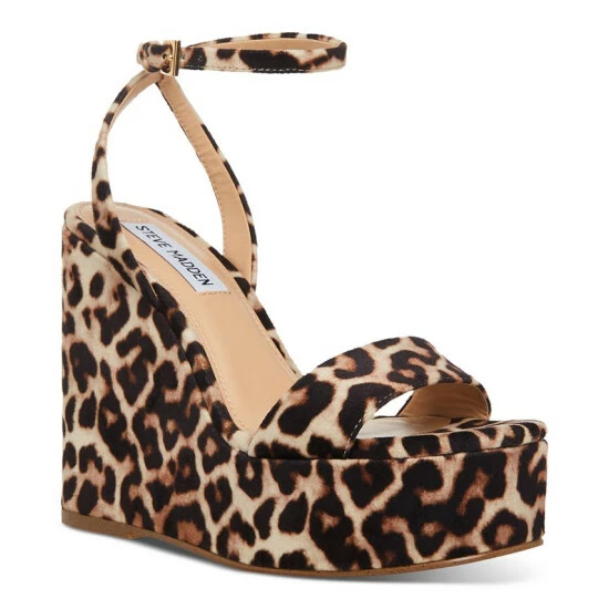 Promo ✔️ Steve Madden 👩 Women's Cecee Ankle-Strap Platform Wedge 🩴 Sandals Black Suede 🎉