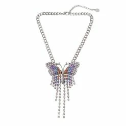Buy ๐ฅฐ Steve Madden Butterfly Fringe Pendant Necklace Multi ๐ฏ