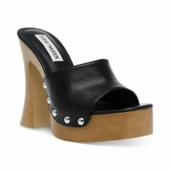 Coupon ✨ Steve Madden 👩 Women's Latish Wooden Platform 🩴 Sandals Black ✔️