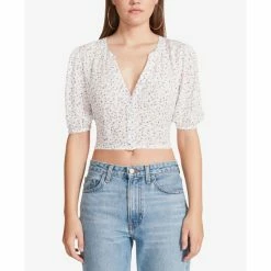 Coupon 🎁 BB Dakota By Steve Madden 👩 Women's Down In The Valley Floral Print Crop Top White 💯