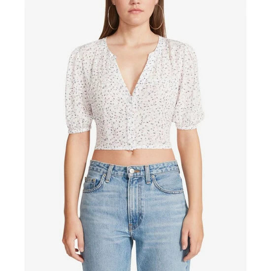 Coupon 🎁 BB Dakota By Steve Madden 👩 Women's Down In The Valley Floral Print Crop Top White 💯